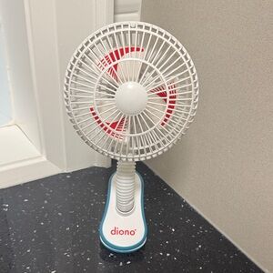 Diono White and Red Clip-On Stroller Fan